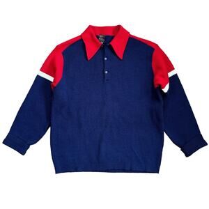 Vintage Sears Ski Mens Knit Sweater Size XL Blue Red